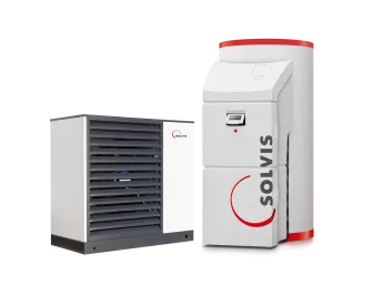 Freigestellte Bilder von Wärmepumpe SolvisMia und Heizsystem SolvisMax.